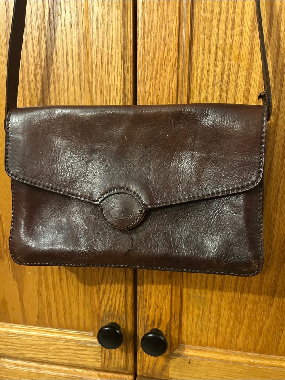 Men's Vintage Dark Brown Leather Messenger Crossbody Bag